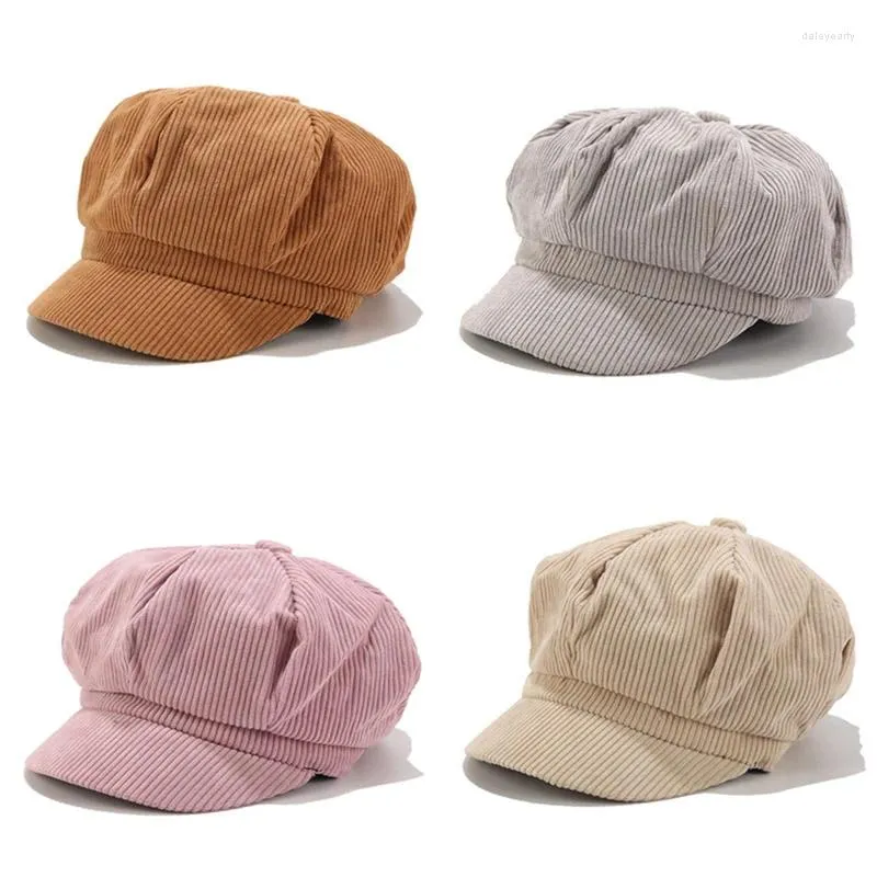 القبعات كوردوي كوردووي القبعات الرجعية ألوان صلبة للسيدات بيريت الشتاء الخريف الخريف قبعة خمر كاب رسام