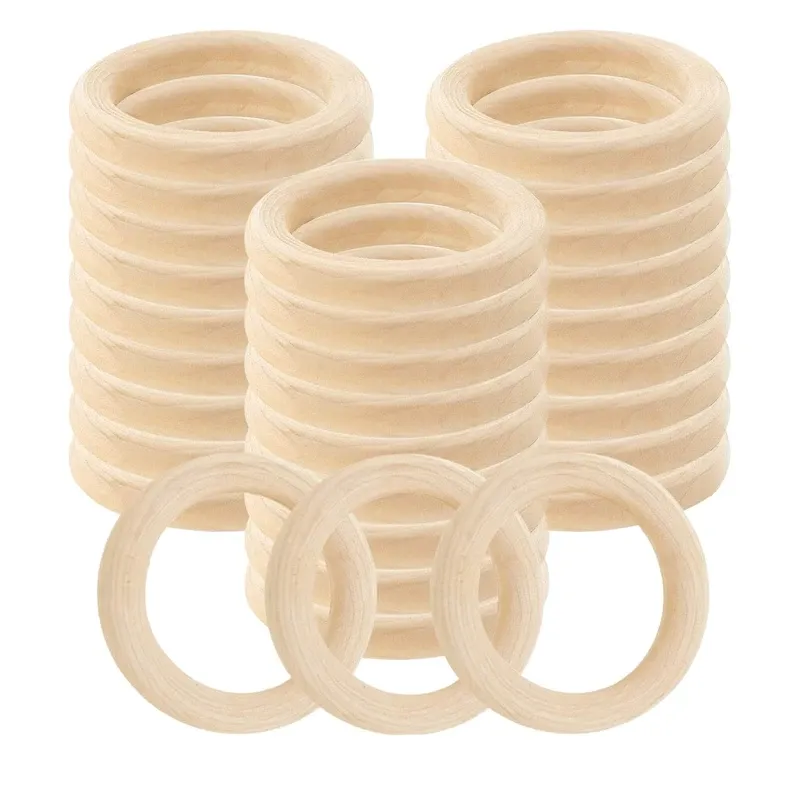 Uitrustingen 30 pc's natuurlijke houten ringen 60 mm onafgemaakte macrame houten ring houten cirkels voor diy ambachtelijke ring hangers sieraden maken