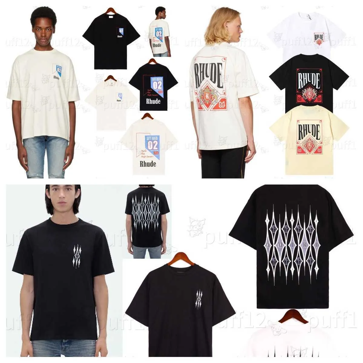 المصمم رجال تي شيرت 24SS Rhude T Shirt أزياء الملابس المحملات الهيب هوب Tshirts Rhude High Street Trend العلامة التجارية الصيفية الملاك Virgin Paint