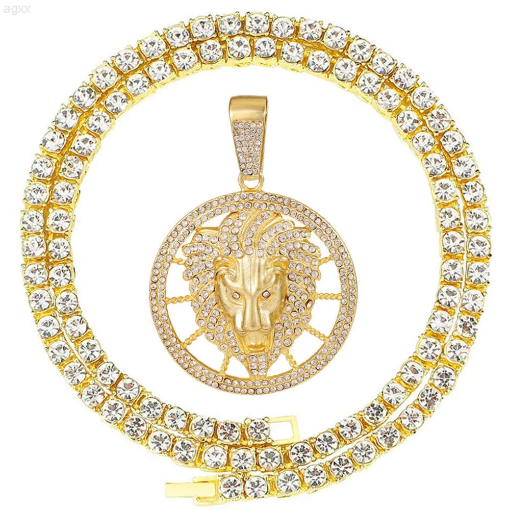 Mode Mannen Hiphop Fake Diamond Lion Hanger Iced Out Cubaanse Ketting Sieraden voor Paar