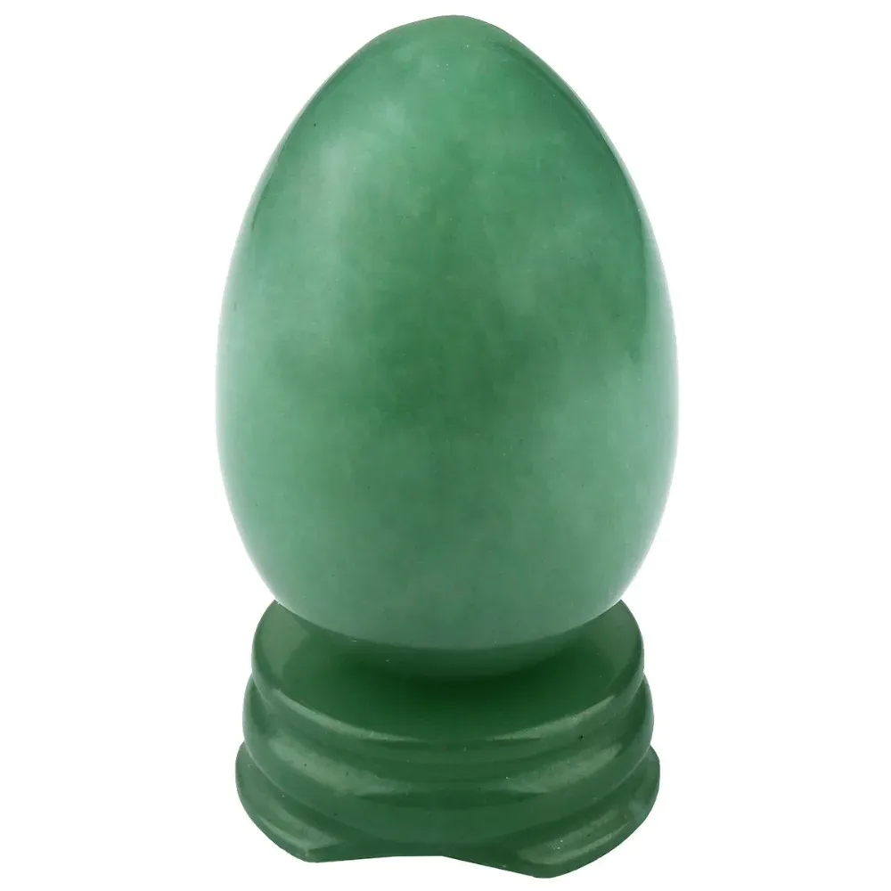 Display TUMBEELLUWA 1Pcs Natural Green Aventurine Egg Sphere with Stone Stand Healing Crystal Meditation Chakra Balancing Home Decor