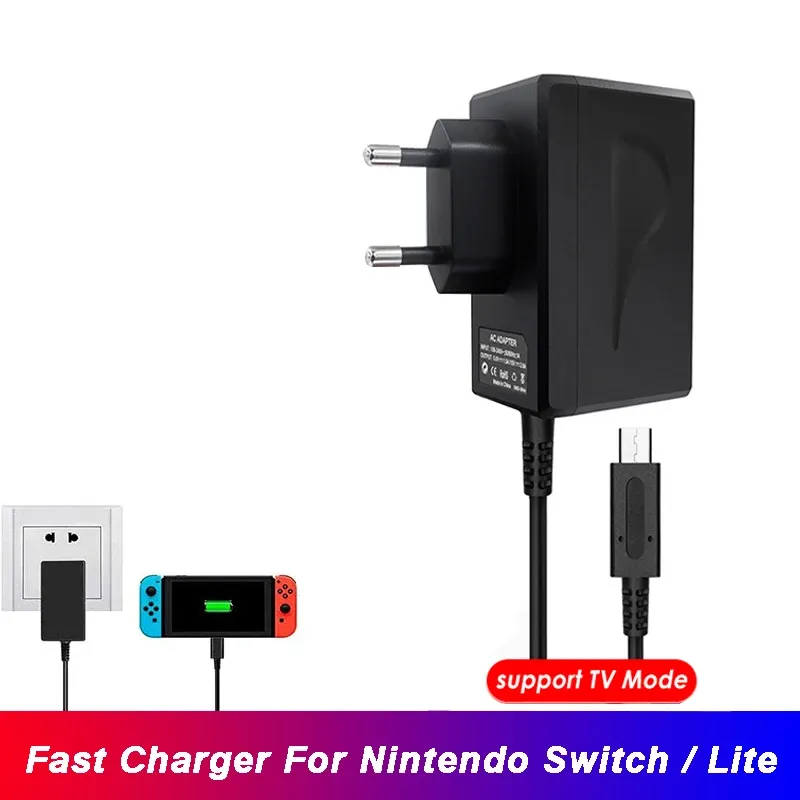 Ładowarki 15V 2.6A Szybkie ładowanie adapter AC dla Nintendo Switch Quick Charger Nintend Switch Lite Dock/ kontroler Wsparcie TV Tryb Tryb