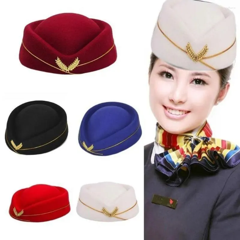 Berets Wysokiej jakości czapka robocza Kobiety Lady Air Hostesses Hat Beret Stewardess Party Hats