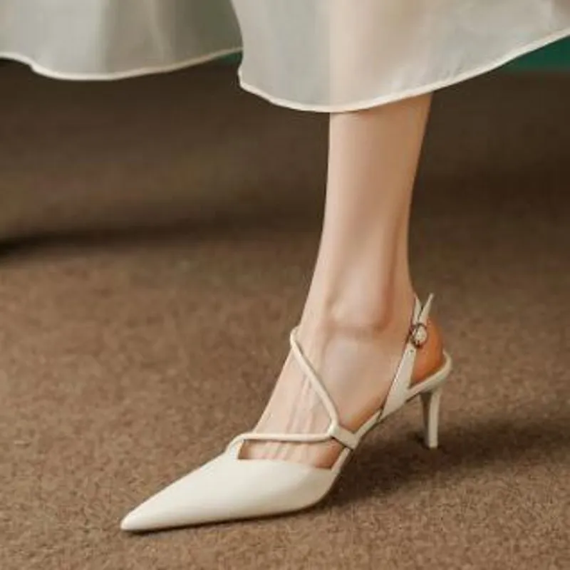 Białe kobiety eleganckie Mary Beige Jane Fashion High Heel oryginalna skórzana skórzana stóp do ubiwania butów 613