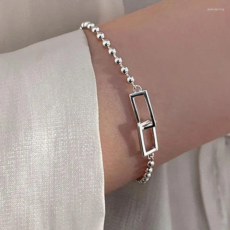 Charm Bracelets Silver Plated Two Square Versatile Round Bead Chain Bracelet Birthday Party Gifts Fashion Jewelry For Women