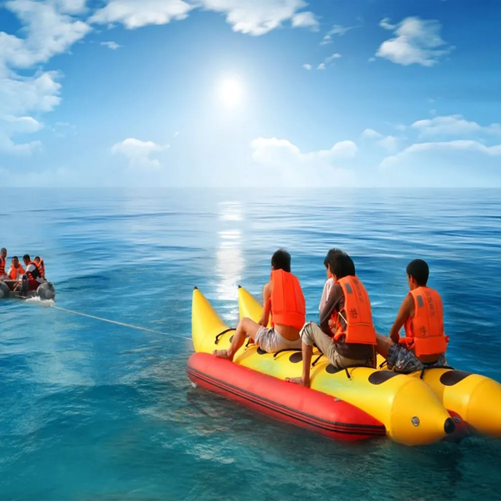 wholesale Inflatable Floats Customized 4-10 Person Double Row Ride Inflatable Towable Water Banana Boats Flying Fish Tube Inflatable Sea Boat With Pump