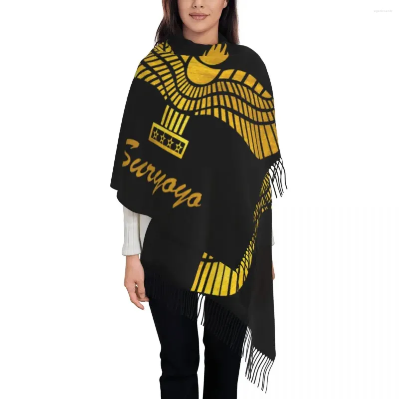 ベレットスタイリッシュなアラミアンスーリヨヨフラッグタッセルスカーフ女性冬秋の暖かいショールラップレディアッシリアスカーフ