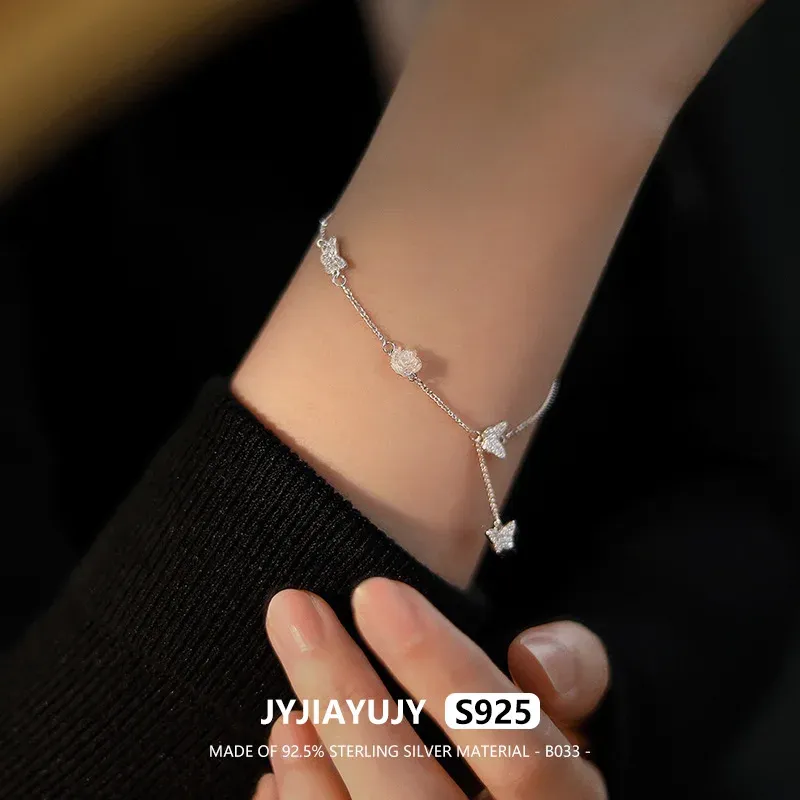 Bransolety Jyjiayujy 100% bransoletka srebrna S925 w magazynie wiele wzorów motyla z mini biżuterię cyrkonową Prezent codziennie B033