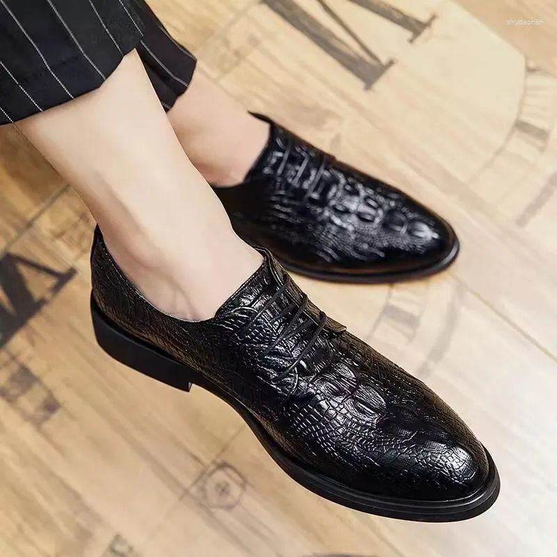 Geklede schoenen Heren Formeel Puntschoen Bruiloft Krokodillenleer Mode Oxfords Zakelijk Maat 44
