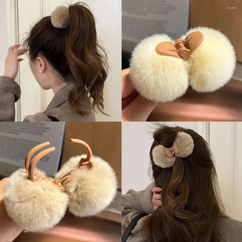 Saç Aksesuarları Kawaii Peluş Klip Küçük Kürk Top Saçkop Sıcak Çocuk Kızlar Barrettes Çocuk Renkli Tutucu Klipler A3d4