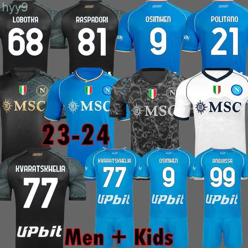 Heren T-shirts 24 Napoli voetbalshirts Maglia Napels 2024 Zielinski Kvaratskhelia Kids Campioni Ditalia Halloween Match Napoli Maillot Rpug