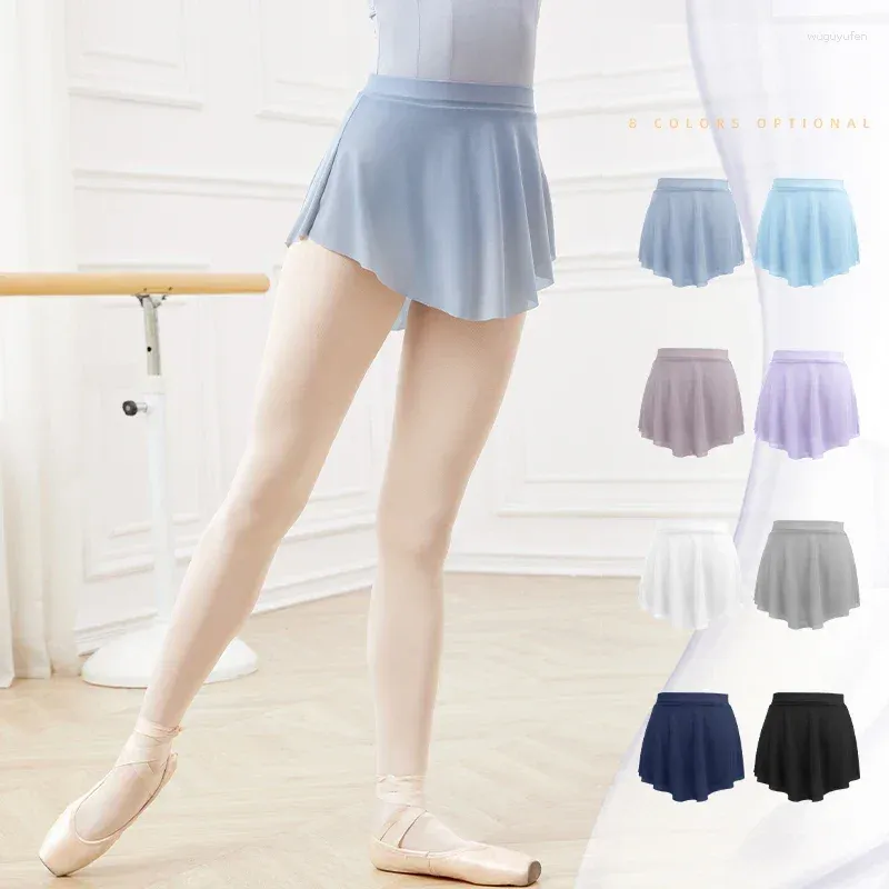 Stage Wear Femmes Ballet Jupes Danse Courte Haute Fente Jupe Ballerine Adulte Adolescent Robe De Danse Doux Maille Élastique