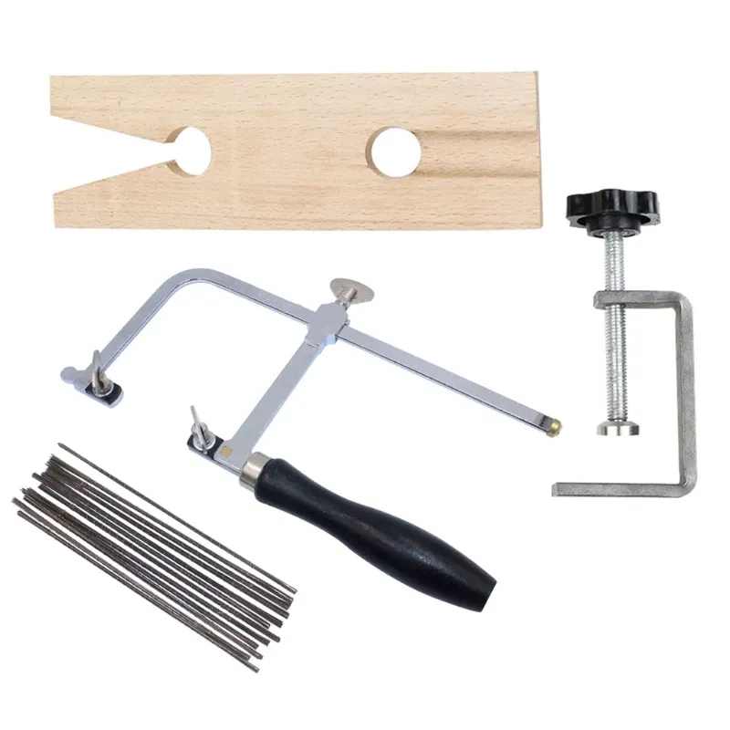 Equipments 1 Set 3in1 Professional Jeweler's Saw Set Jewelry Tools Saw Frame 144 Blades Wooden Pin Clamp Wood Metal Jewelry Toos