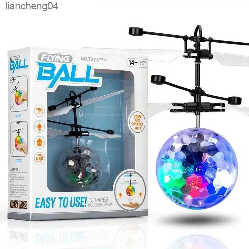 Electric/RC Aircraft RC Toys Induction Electric Flying Ball Toy Childrens RC Helicopter Toys Infrared Sensor Kids LED Light Toy Childrens Gift