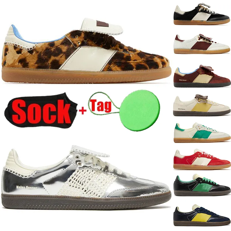 2024 Chaussures décontractées duigner Dhgate Wales Leopard Bonner Bonner Silver Metallic Pony Noir crème blanche Wale Luxury Flats extérieurs Sneakers de marche pour hommes Trainers pour femmes