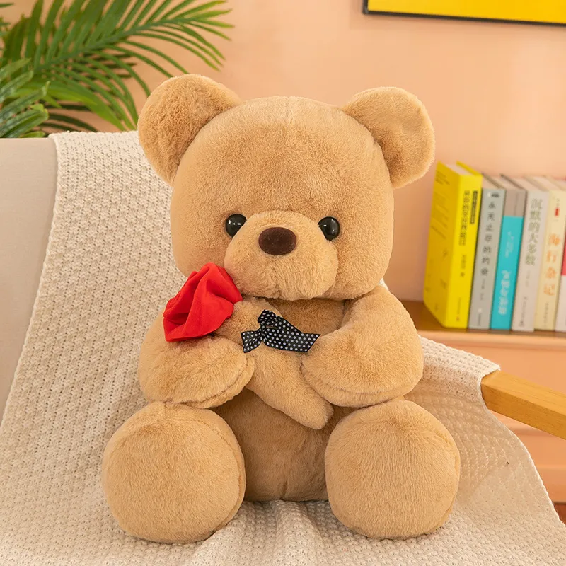 Wholesale cute rose bear plush toys Valentine's Day gift room decoration