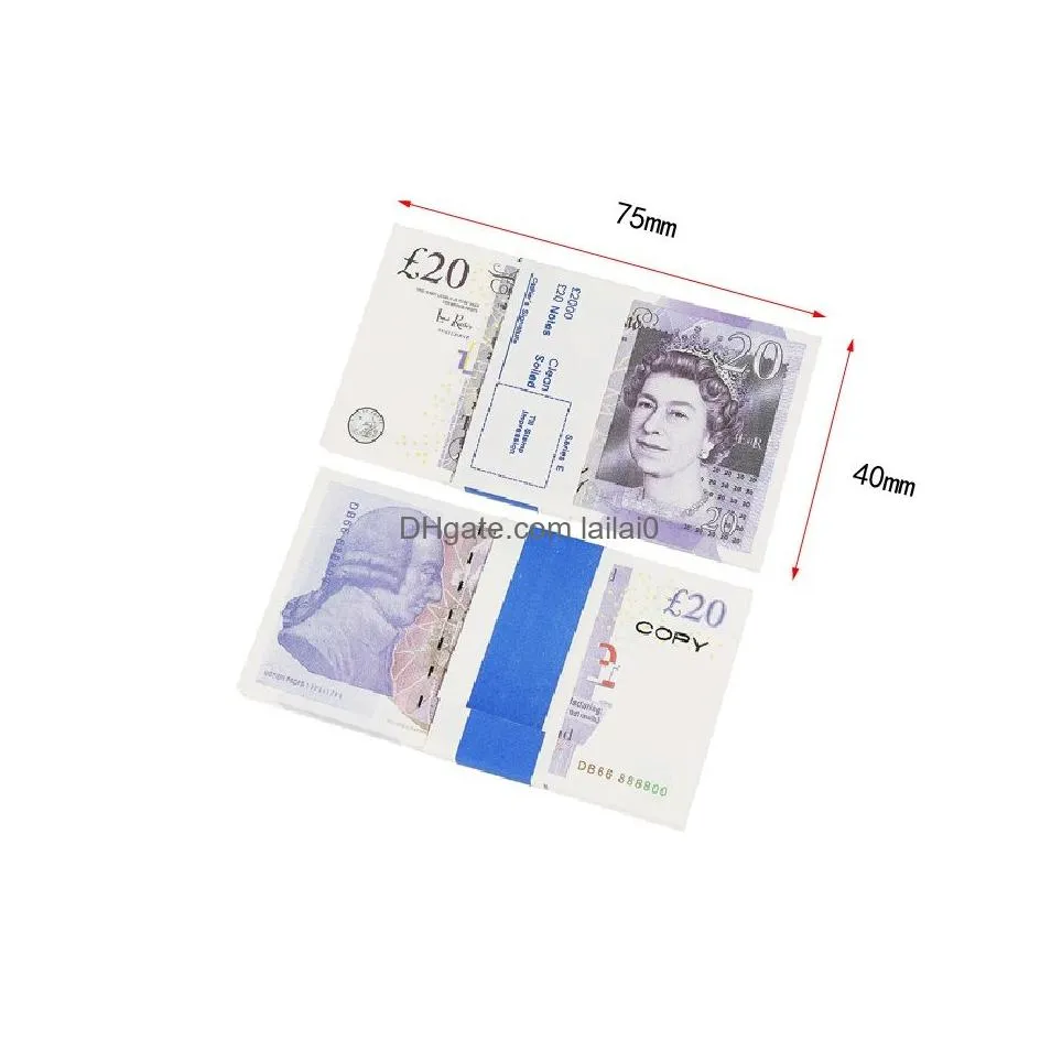 Autres fournitures de fête festives Prop Money Copie Jouet Euros Réaliste Faux UK Billets de banque Papier Pretend Double Face Drop Livraison Accueil GA Dh8Ta