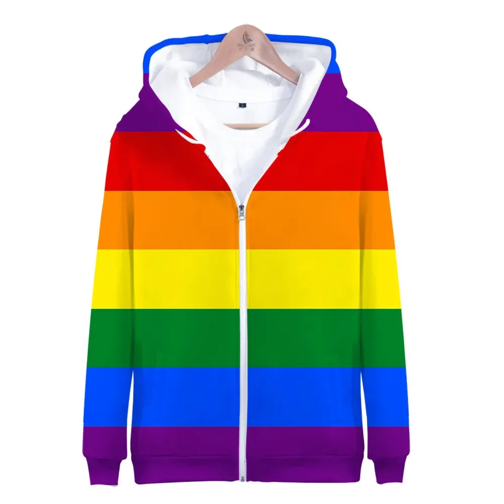 Sweatshirts Fashion Pride hbt kläder gay love lesbian regnbåg flagga design hoodies tröja kvinnor/män högkvalitativ streetwear hoodie