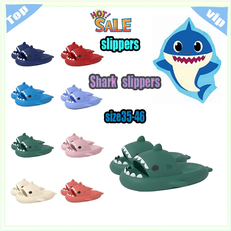 Designer Casual Platform Shark Slides tofflor Män Kvinna Anti Rainbow Fashion Slip Wear-Resistent Light Weight Breattable Low Cut Super Sandals Flat Size36-47