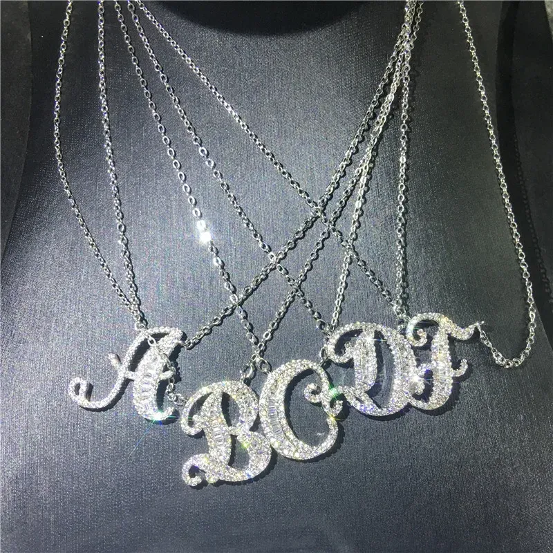 Pendants Statement Alphabet 26 letters pendant necklace for women 925 sterling silver Pendant AAAAA cz Fashion Jewelry Birthday Gift