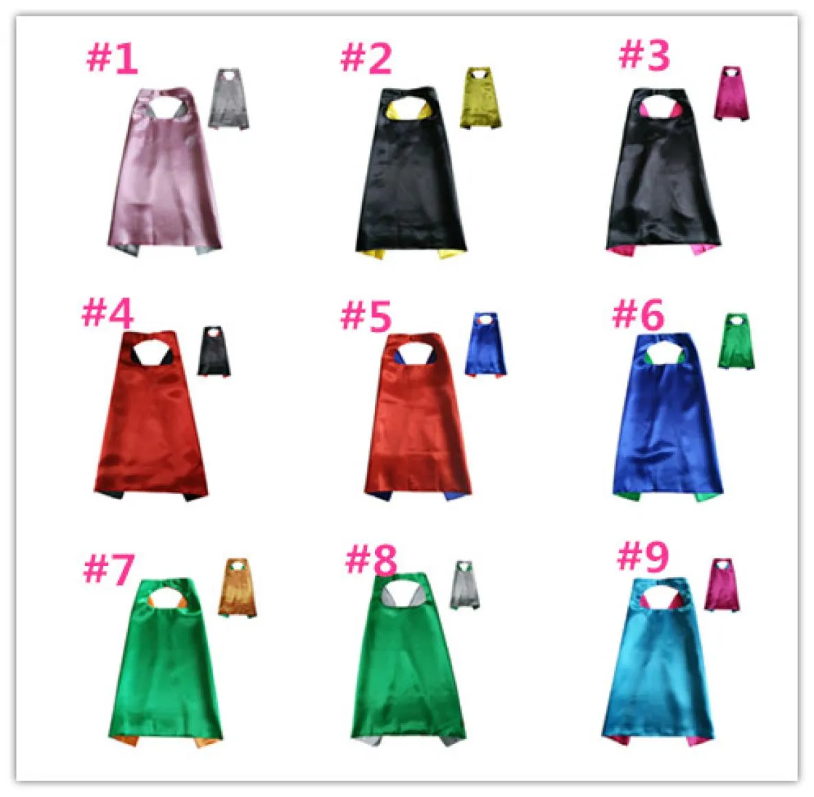 11 Colours Double Side Cape 2 가지 색상 7070cm 어린이를위한 케이프 크리스마스 할로윈 코스프레 소품 의상 케이프 L0076348790