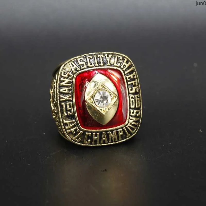 Pierścienie zespołu 1966 Kansas Chief Super Bowl Champion Ring Fashion Akcesoria GAA8