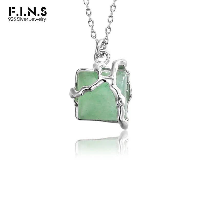 Necklaces F.I.N.S New Chinese Style Gem Necklace S925 Sterling Silver Bamboo Series Green Aventurine Jade Irregular Clavicle Chain Jewelry
