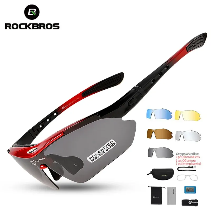 ROCKBROS Fietsen Gepolariseerde Zonnebril MTB Racefiets Bril Sport Heren Dames Fietszonnebril Goggles Fietsen Brillen 5 Lens