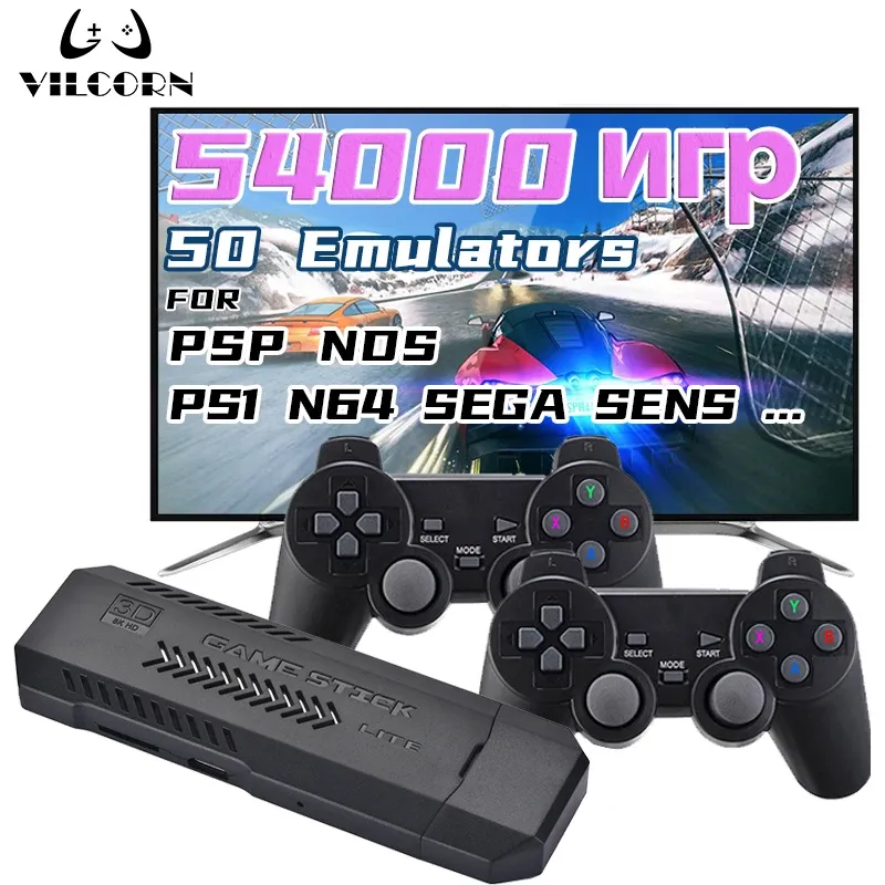 Consoles GD10 PRO TV Game Stick 4k Original Video Game Retro Console HD TV 50 Emuladores até 256G 54000 Jogo para NDS/PSP/PS1/N64/SNES