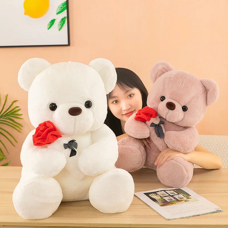 Wholesale cute rose bear plush toys Valentine's Day gift room decoration