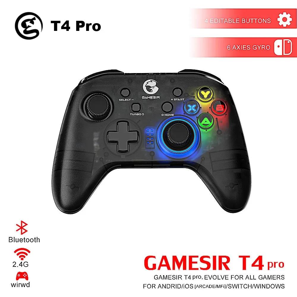 GamePads Gamesir T4 Pro GamePad Controller 2.4 GHz Joystick för Nintendo Switch / Android / iPhone / PC / Apple Arcade / MFI -spel