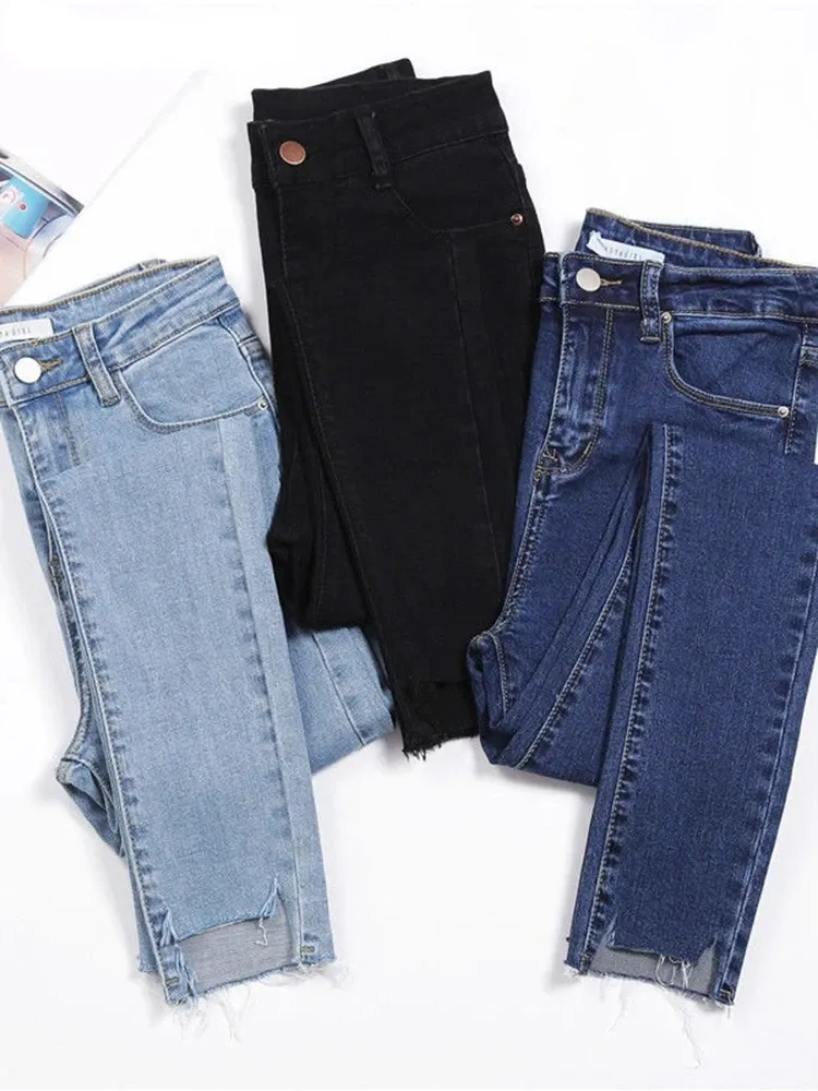 Jeans Donna Jeans alla caviglia Pantaloni casual in denim skinny a vita alta Leggings retrò Vaqueros Streetwear Pantaloni slim pantalone elasticizzati