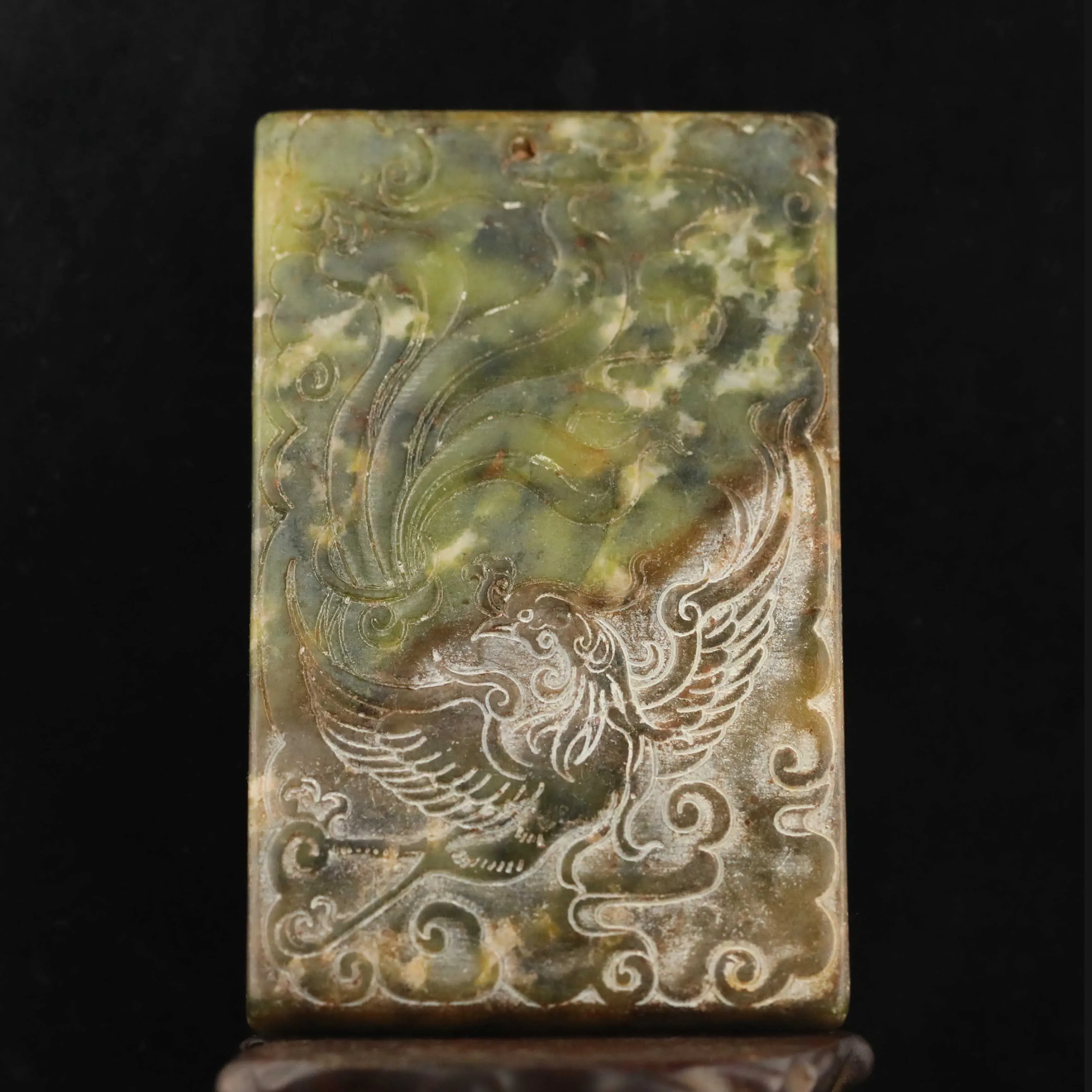 Pendentifs Vieille Chine Jade Naturel Sculpté À La Main statue phénix Pendentif i