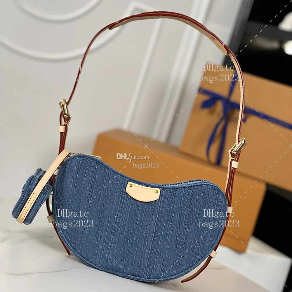 New style Croissant Designer Shoulder Bag 25 CM Vintage Canvas Underarm Bag casual Cowboy tote bags With box LL1006