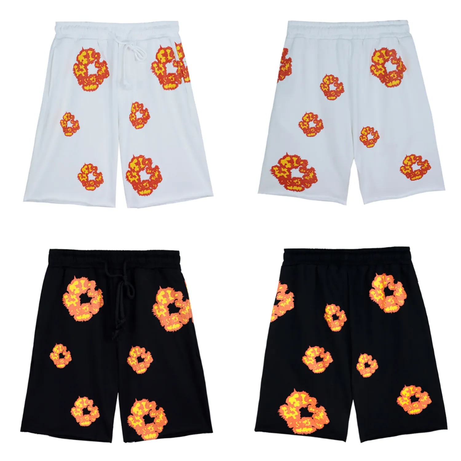 Projektanci męskie spodenki Flame Circle Print Vintage High Street Summer Summer Men Beach Casual Cool Shorts