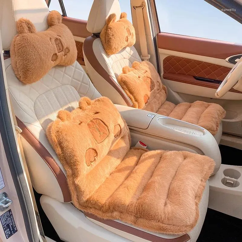 Car Seat Covers Plush Thickened Cushion For All Seasons Capybara Headrest Heated Lumbar Integrated Supplies