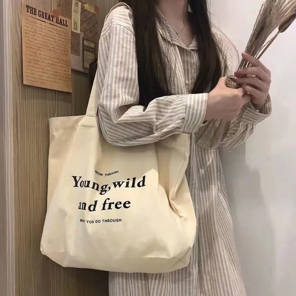 Canvas bag zipper bag UGH, single shoulder shopping class shopping cloth bag, wholesale handbag, large capacity literary Korean version