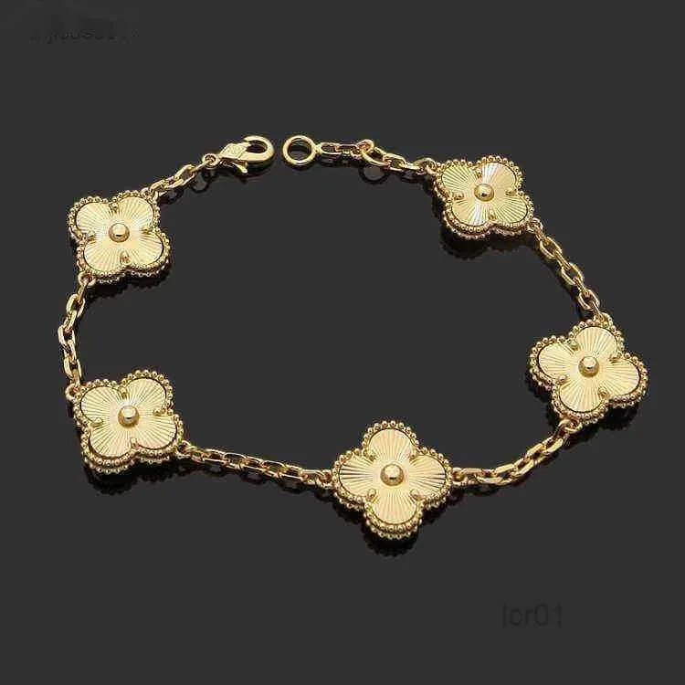 Luxury Designer Link Chain Bracelet Cleef Clover Womens Fashion 18k Gold Bracelets Jewelry U6 1