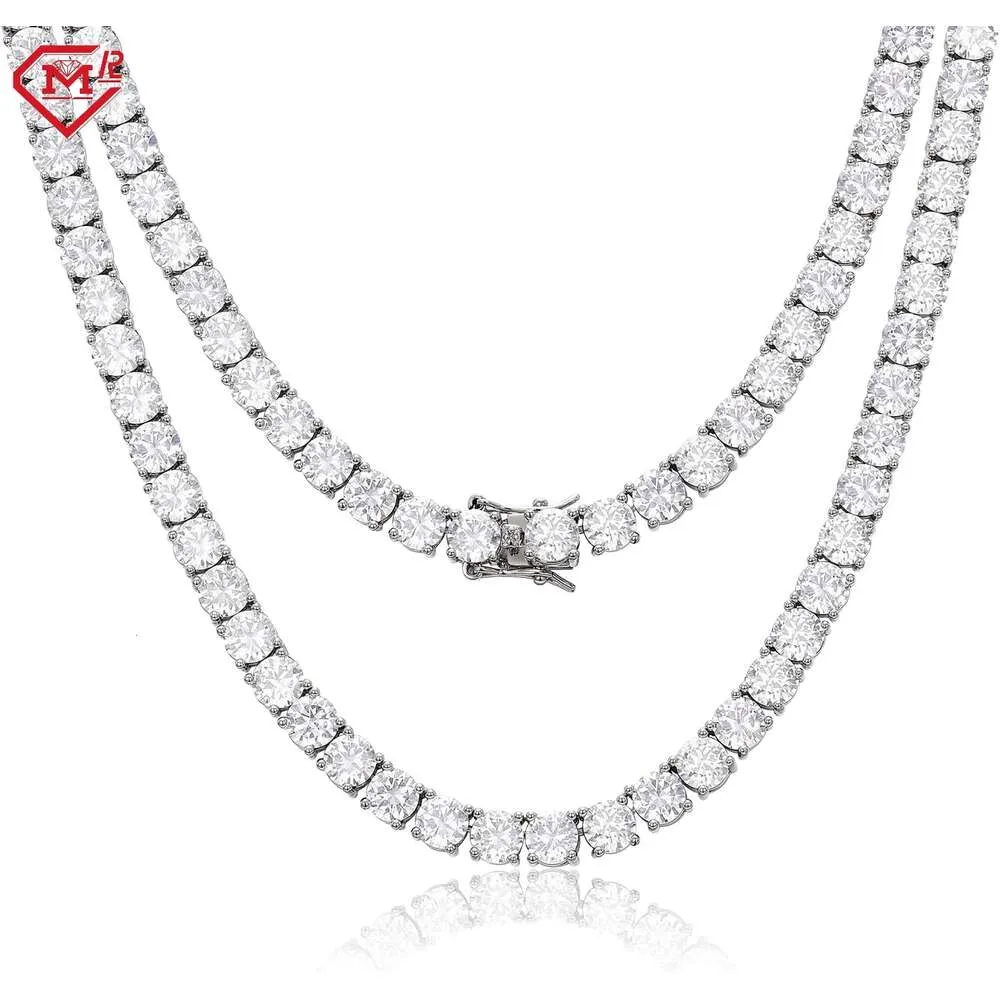 Hiphop Diamond White/Yellow Gold Plated S Sterling Sier Moissanite Tennis Necklace