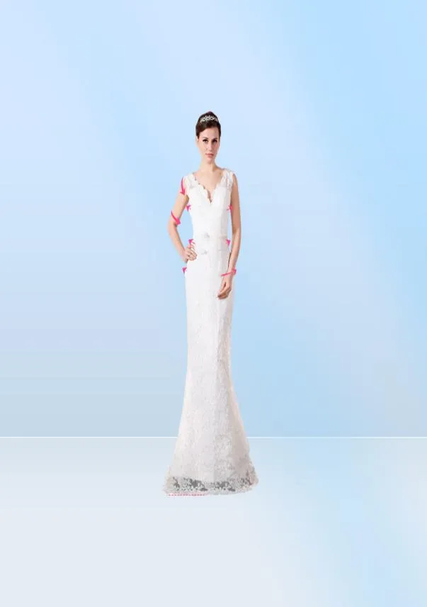 Nieuwste ontwerp A-lijn trouwjurken Bestverkopende prinses lange bruidsjurken W1428 Lente V-hals sjerp Wit en paars satijn met kralen9418463