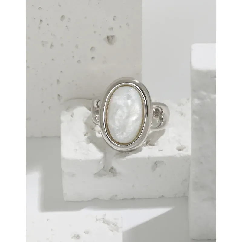 Ringe Chozon 100% S925 Sterling Silber Imple Geometrische ovale Naturhülle Ring für verstellbare Party -Schmuckgeschenke Mode Mode