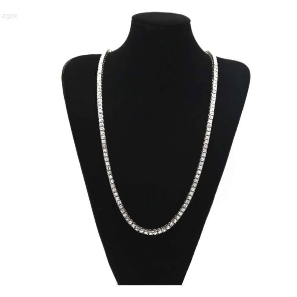 Moissanite Tennis Chain USA Tennis Chain Pass Test Diamond Test Crystal Zinc Alloy Cupan Rink Rink Round Round Round Round