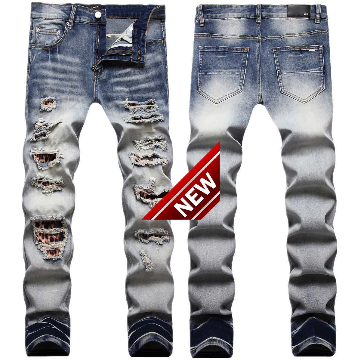 Модные брендовые светлые джинсы с нашивкой от повреждения, облегающие джинсы с небольшими штанинами, мужская мода
