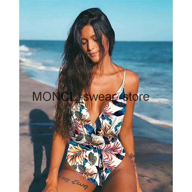 Costume da bagno donna sexy Costume intero da donna 2019 New Deep V stampato Hot Monokini costume da bagno brasiliano Summer Beach BainH24221