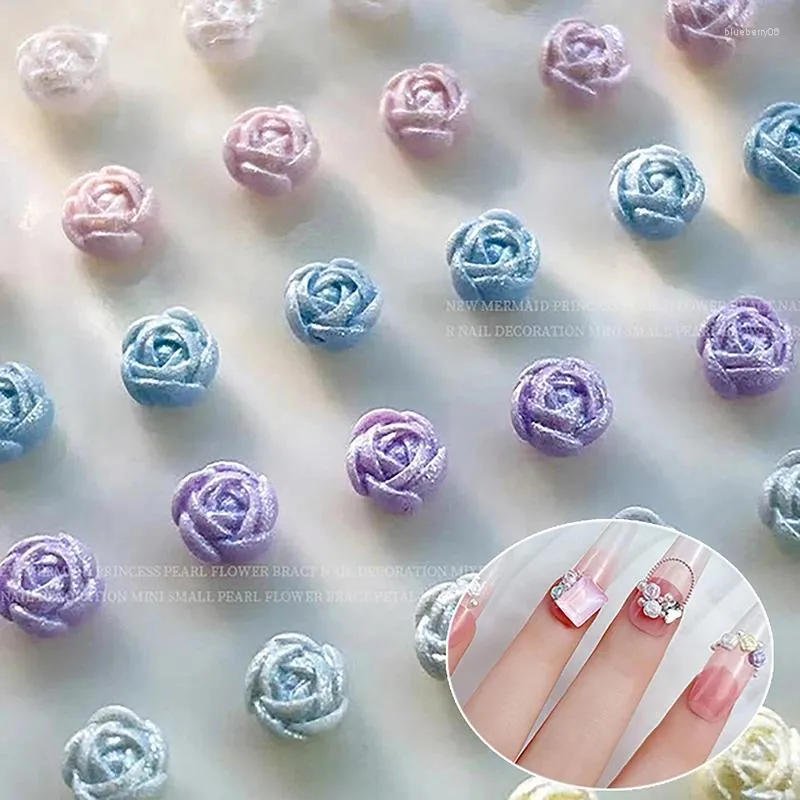 Nagelkit satser 50st blomma knopp harts pärla stenar diy hantverk 3d klistermärken för gelpolska tillbehör fingertoppsmakeup lapp