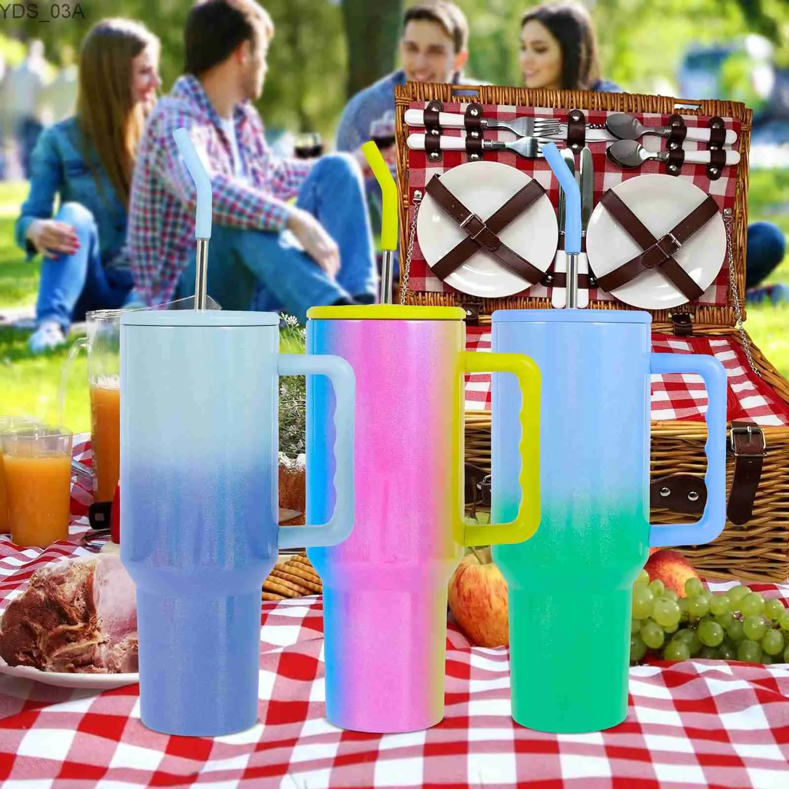 Su Şişeleri Sap ve Samanlı Yeni 40oz Tumbler Yalıtımlı Kahve Kahve Kupa Paslanmaz Çelik Seyahat Kupa Sızdıran Yalıtımlı Yalıtımlı Şişe Yeniden Kullanılabilir YQ240221