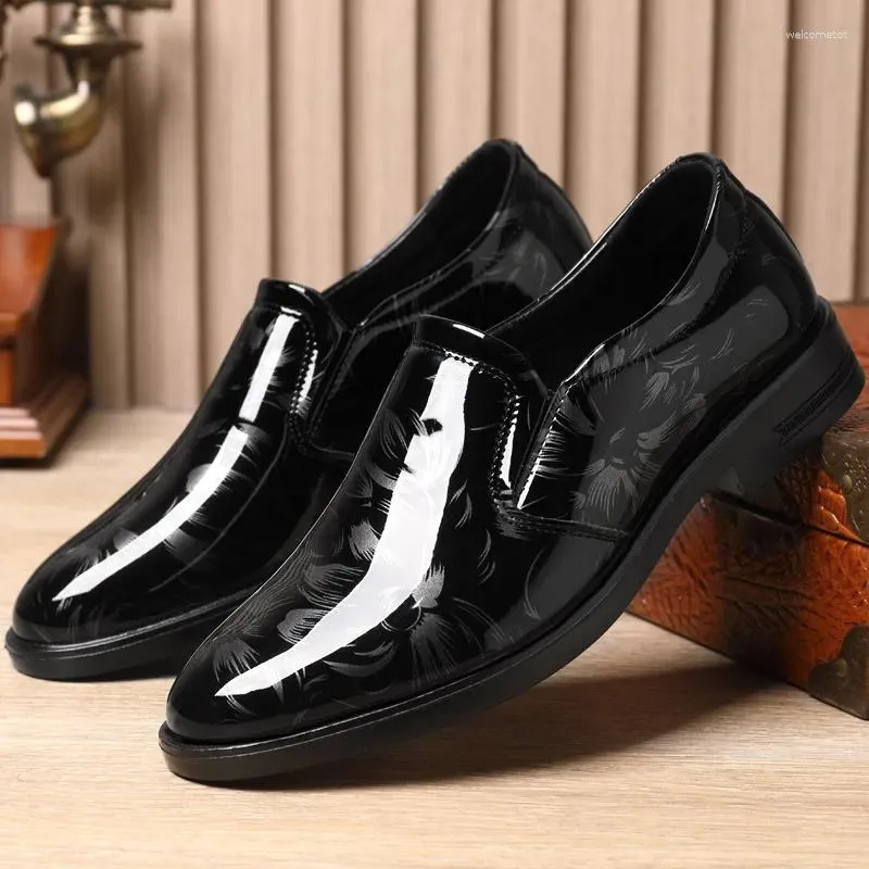 Dress Shoes 2024 Leather For Men Floral Pattern Men's Formal Luxury Business Oxford Male Office Wedding Flats Mocassin Homme