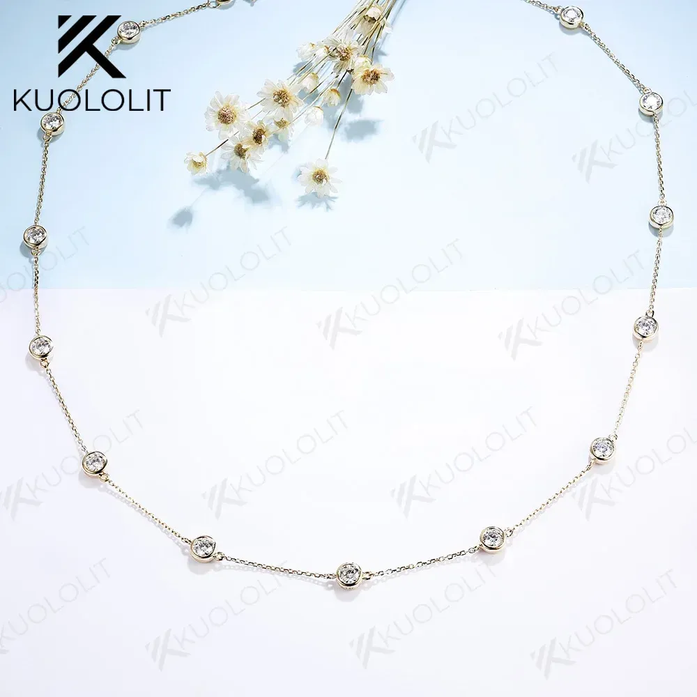 Sets Kuololit 2.4CTW Moissanite Necklace for Women Men Solid Gold 14K 10K Gold 925 Silver Chain Necklace for Engagement Christmas