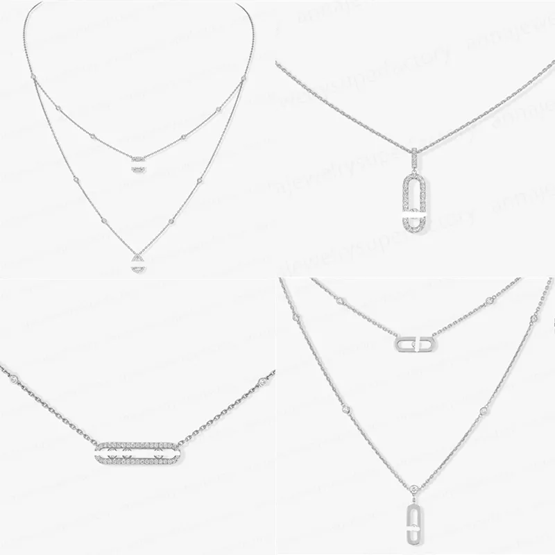 2024 nieuwe klassieke Msikass Enkele Drie diamanten glijdende asymmetrische ketting Voor Vrouwen Zeer populaire Designer Sieraden Party luxe Liefhebbers gift