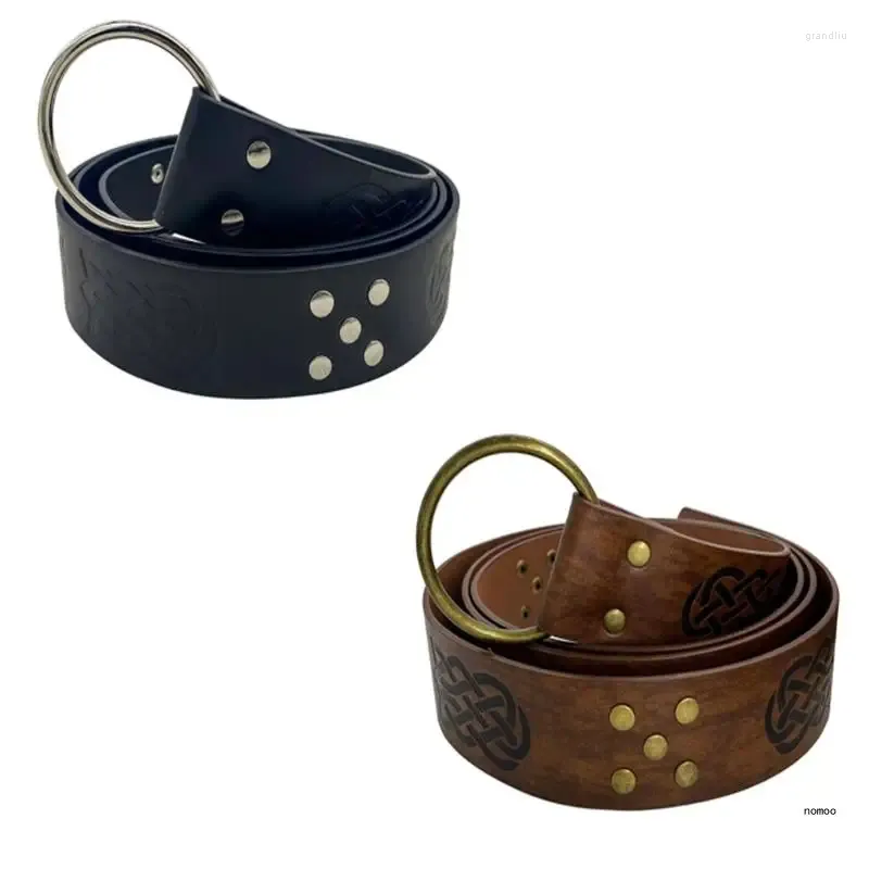 Riemen middeleeuwse Keltische reliëf klinknagel riem Vintage ridder ronde riem mannen vrouwen tailleband Unisex kostuumaccessoires